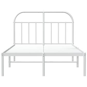 Metal Bed Frame with Headboard - White Small Double (120x190 cm)