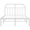 Metal Bed Frame with Headboard - White Small Double (120x190 cm)