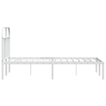 Metal Bed Frame with Headboard - White Small Double (120x190 cm)