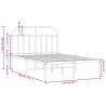 Metal Bed Frame with Headboard - White Small Double (120x190 cm)