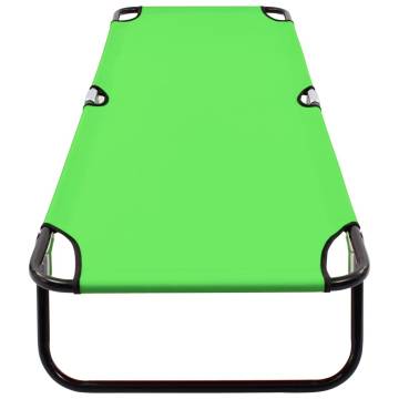 Folding Sun Lounger Steel Green - Portable & Weather Resistant