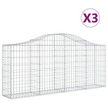 Arched Gabion Baskets - 3 pcs Galvanised Iron | HipoMarket