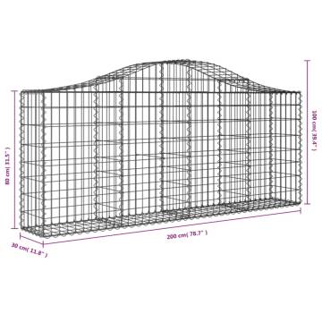 Arched Gabion Baskets - 3 pcs Galvanised Iron | HipoMarket