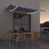 Manual Retractable Awning with LED 400x300 cm Blue and White Colour blue and white Size 400 x 300 cm Quantity in Package 1 