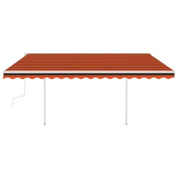 Manual Retractable Awning with LED - 4x3m Orange & Brown