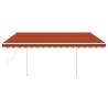 Manual Retractable Awning with LED - 4x3m Orange & Brown