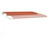 Manual Retractable Awning with LED - 4x3m Orange & Brown