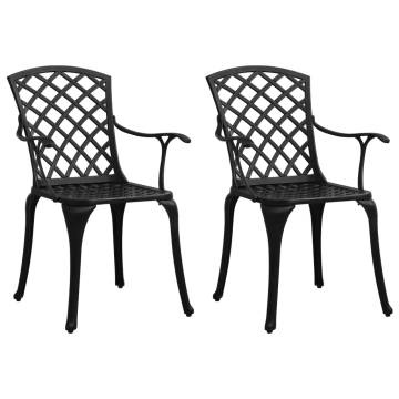 Garden Chairs Set - 2 pcs Cast Aluminium Black | HipoMarket