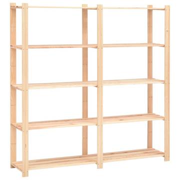 5-Tier Solid Pinewood Storage Racks - 500 kg Capacity (2 pcs)