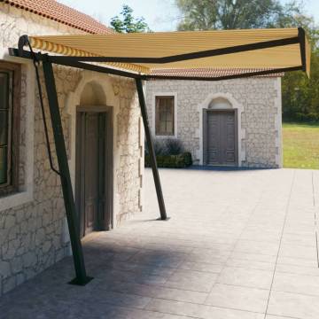 Manual Retractable Awning 4x3m - Yellow & White - Hipomarket