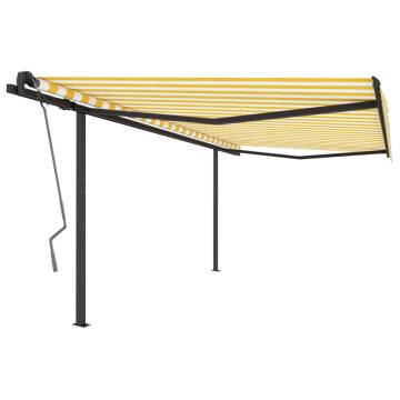 Manual Retractable Awning 4x3m - Yellow & White - Hipomarket