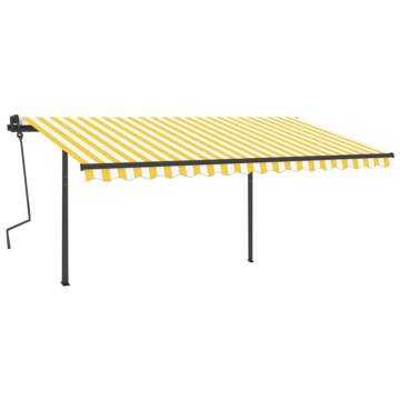 Manual Retractable Awning 4x3m - Yellow & White - Hipomarket