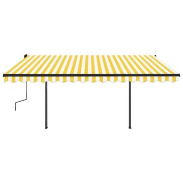 Manual Retractable Awning 4x3m - Yellow & White - Hipomarket