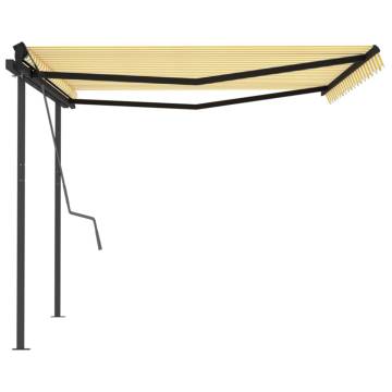 Manual Retractable Awning 4x3m - Yellow & White - Hipomarket