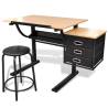 Three Drawers Tiltable Drawing Table with Stool - HipoMarket