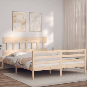 Solid Wood Bed Frame with Headboard 160x200 cm - Hipomarket