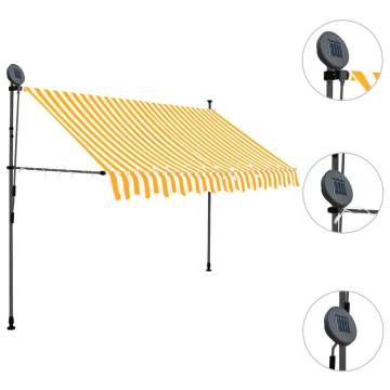 Manual Retractable Awning with LED - 250 cm White & Orange