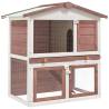 Outdoor Rabbit Hutch 3 Doors Brown Wood Colour brown 