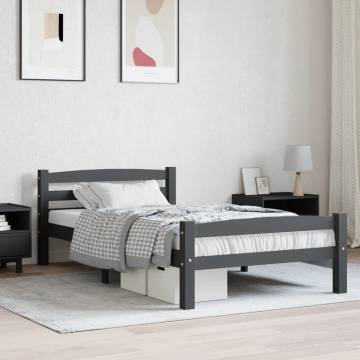 Dark Grey Pinewood Bed Frame 100x200 cm - Stylish & Sturdy