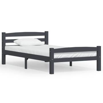 Dark Grey Pinewood Bed Frame 100x200 cm - Stylish & Sturdy