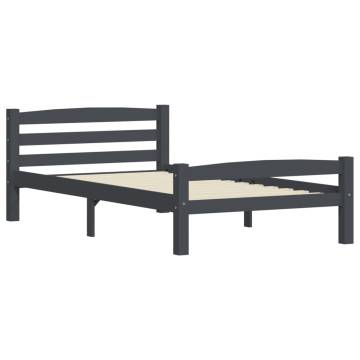 Dark Grey Pinewood Bed Frame 100x200 cm - Stylish & Sturdy