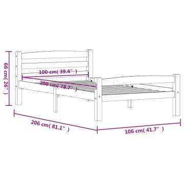 Dark Grey Pinewood Bed Frame 100x200 cm - Stylish & Sturdy