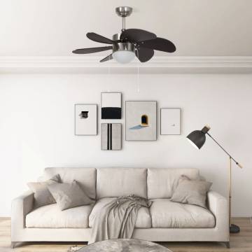 Ceiling Fan with Light - 76 cm Dark Brown | HipoMarket