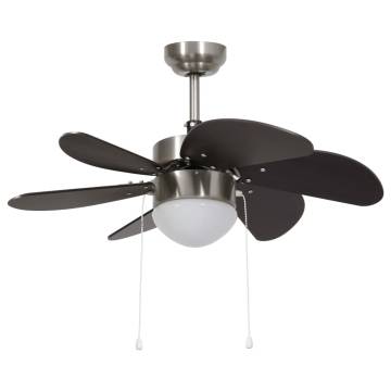 Ceiling Fan with Light - 76 cm Dark Brown | HipoMarket