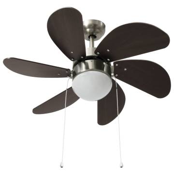 Ceiling Fan with Light - 76 cm Dark Brown | HipoMarket