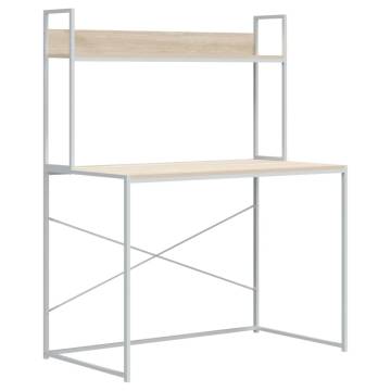 Stylish White and Oak Computer Desk - 110x60 cm | Hipomarket