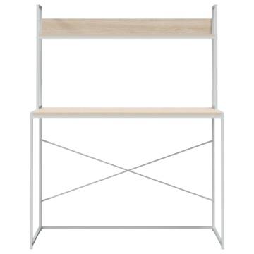 Stylish White and Oak Computer Desk - 110x60 cm | Hipomarket