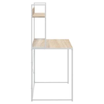 Stylish White and Oak Computer Desk - 110x60 cm | Hipomarket