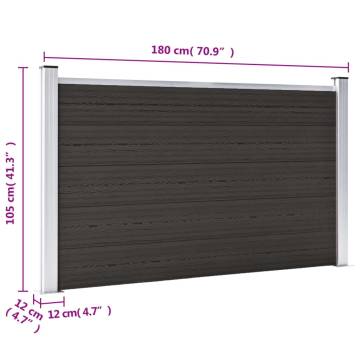 Durable Black WPC Fence Panel 180x105 cm | Privacy & Security