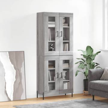 Stylish Highboard in Grey Sonoma | 69.5x34x180 cm