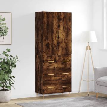 Stylish Highboard in Smoked Oak - 69.5x34x180 cm