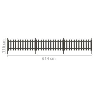 Rustic Picket Fence with Posts - 3 pcs WPC 614x80 cm