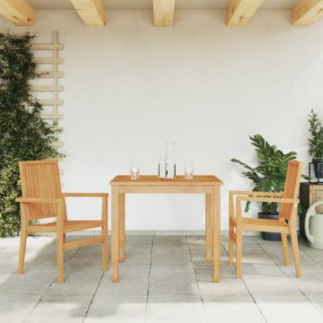 Stackable Garden Chairs - 2 pcs Solid Teak | HipoMarket