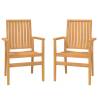 Stackable Garden Chairs - 2 pcs Solid Teak | HipoMarket