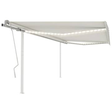 Manual Retractable Awning with LED - Cream 4x3.5m