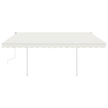 Manual Retractable Awning with LED - Cream 4x3.5m