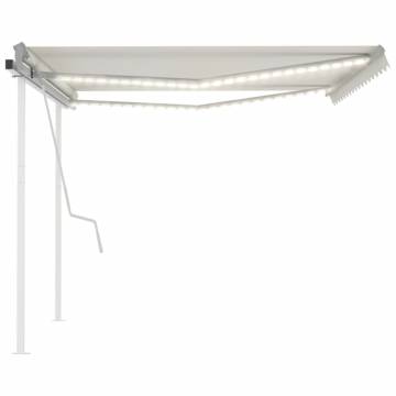 Manual Retractable Awning with LED - Cream 4x3.5m