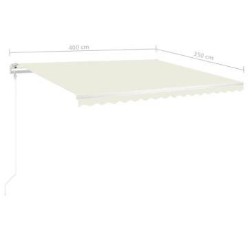 Manual Retractable Awning with LED - Cream 4x3.5m