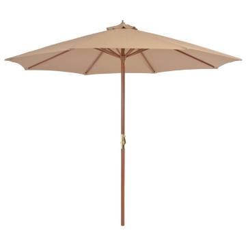 Elegant Outdoor Parasol with Wooden Pole - 300 cm Taupe