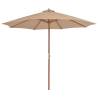 Outdoor Parasol with Wooden Pole 300 cm Taupe Colour brown Quantity in Package 1 