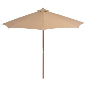 Elegant Outdoor Parasol with Wooden Pole - 300 cm Taupe