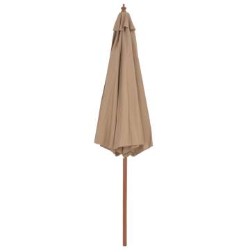 Elegant Outdoor Parasol with Wooden Pole - 300 cm Taupe