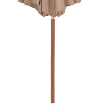 Elegant Outdoor Parasol with Wooden Pole - 300 cm Taupe