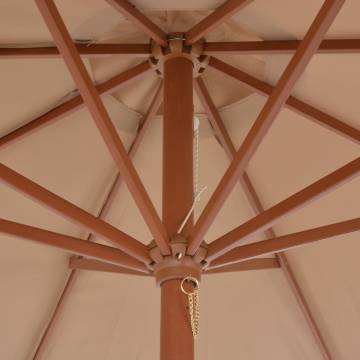 Elegant Outdoor Parasol with Wooden Pole - 300 cm Taupe