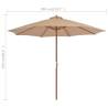 Elegant Outdoor Parasol with Wooden Pole - 300 cm Taupe