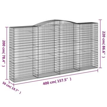 Arched Gabion Basket 400x50x200/220 cm - Durable Galvanised Iron